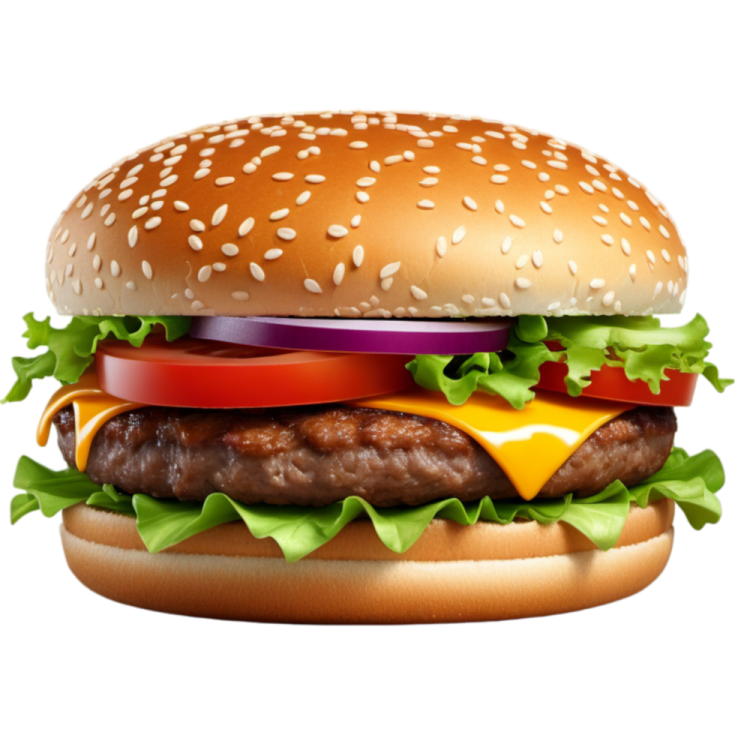 a hamburger on a white background
