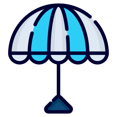 a blue and white umbrella