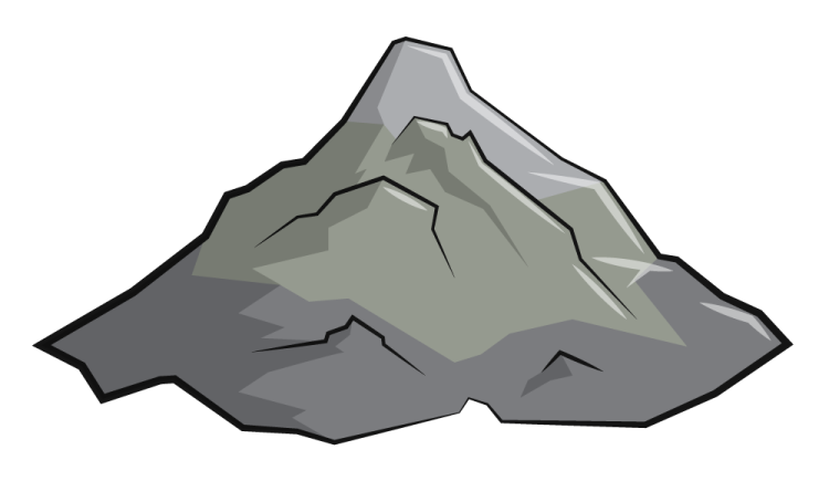 a gray mountain with a white background