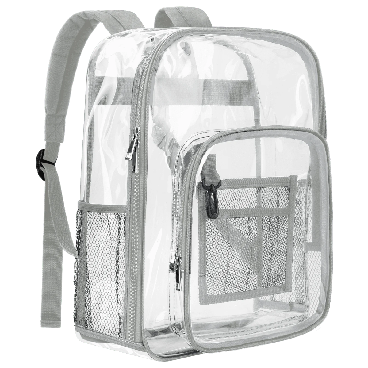 clear backpack with mesh pocket