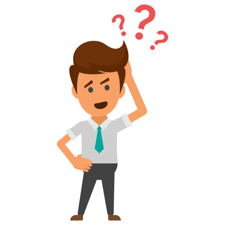 a man with a question sign above his head