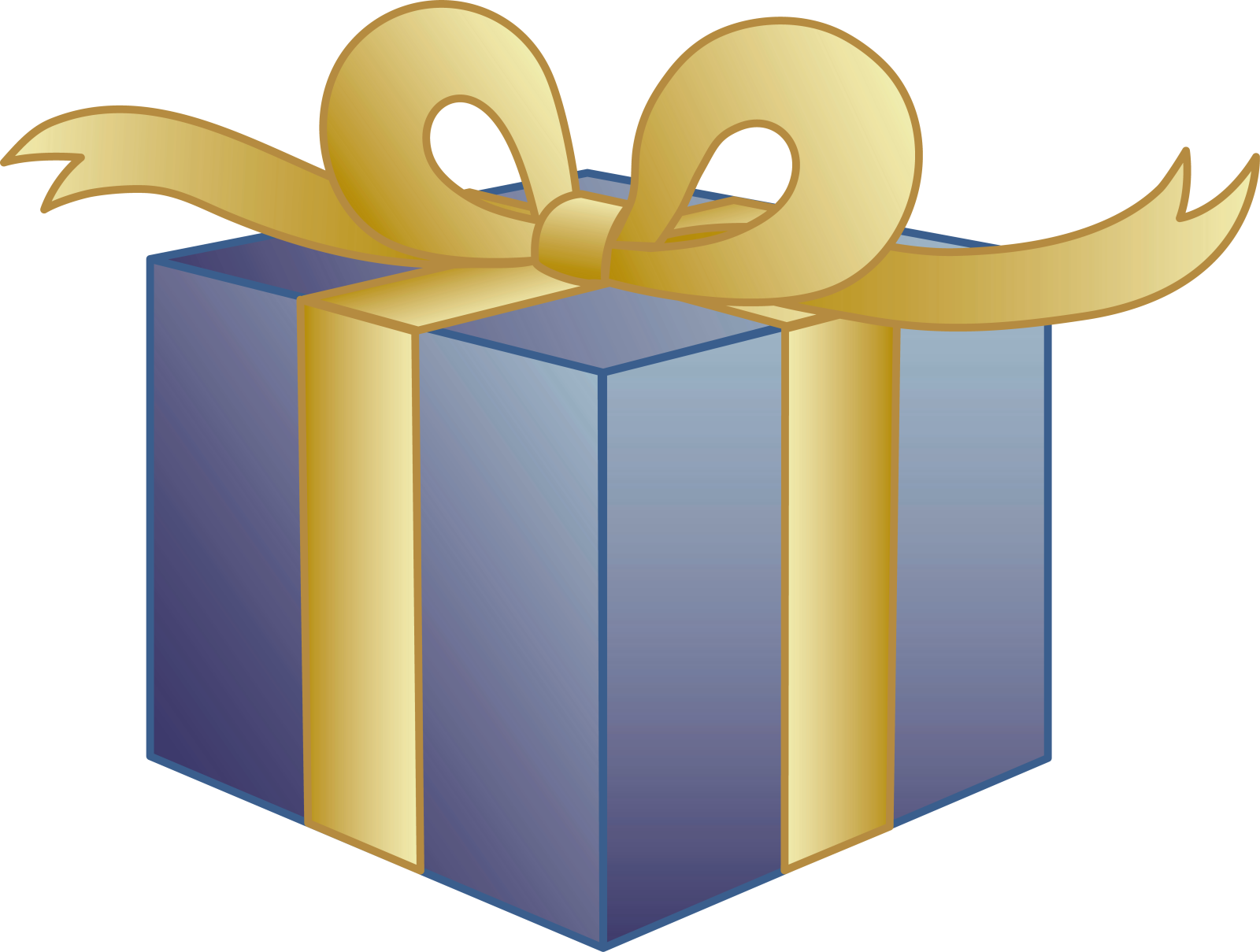 a blue gift box with a gold ribbon