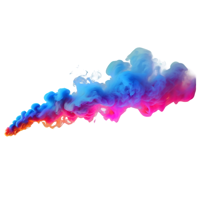 a cloud of colored smoke on a white background