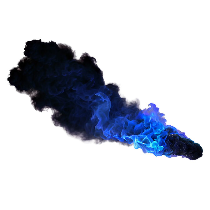 blue and black smoke on a white background