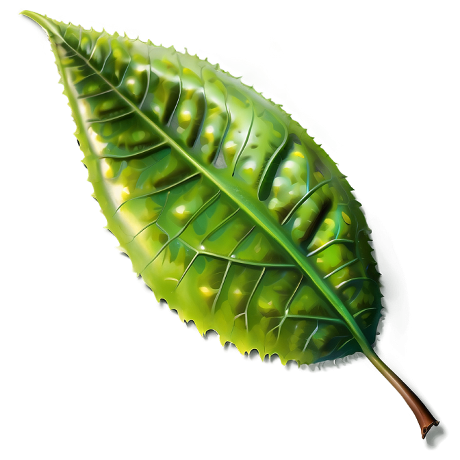 a green leaf on a white background