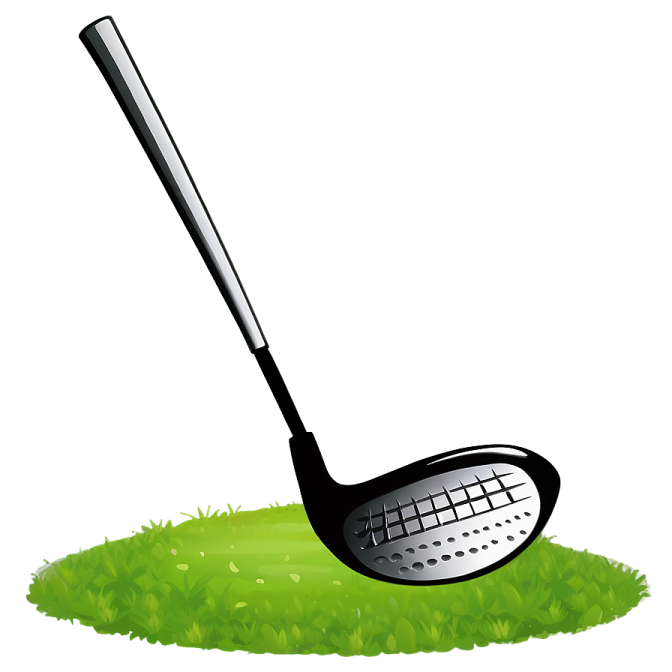 a golf ball and driver on the green grass