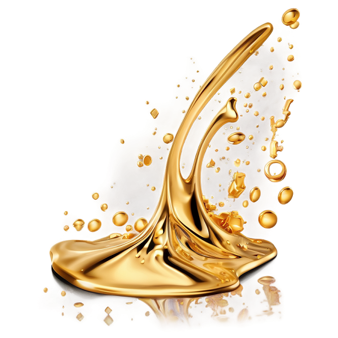 a gold liquid splash on a white background