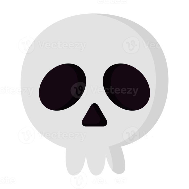 a white skull with black eyes