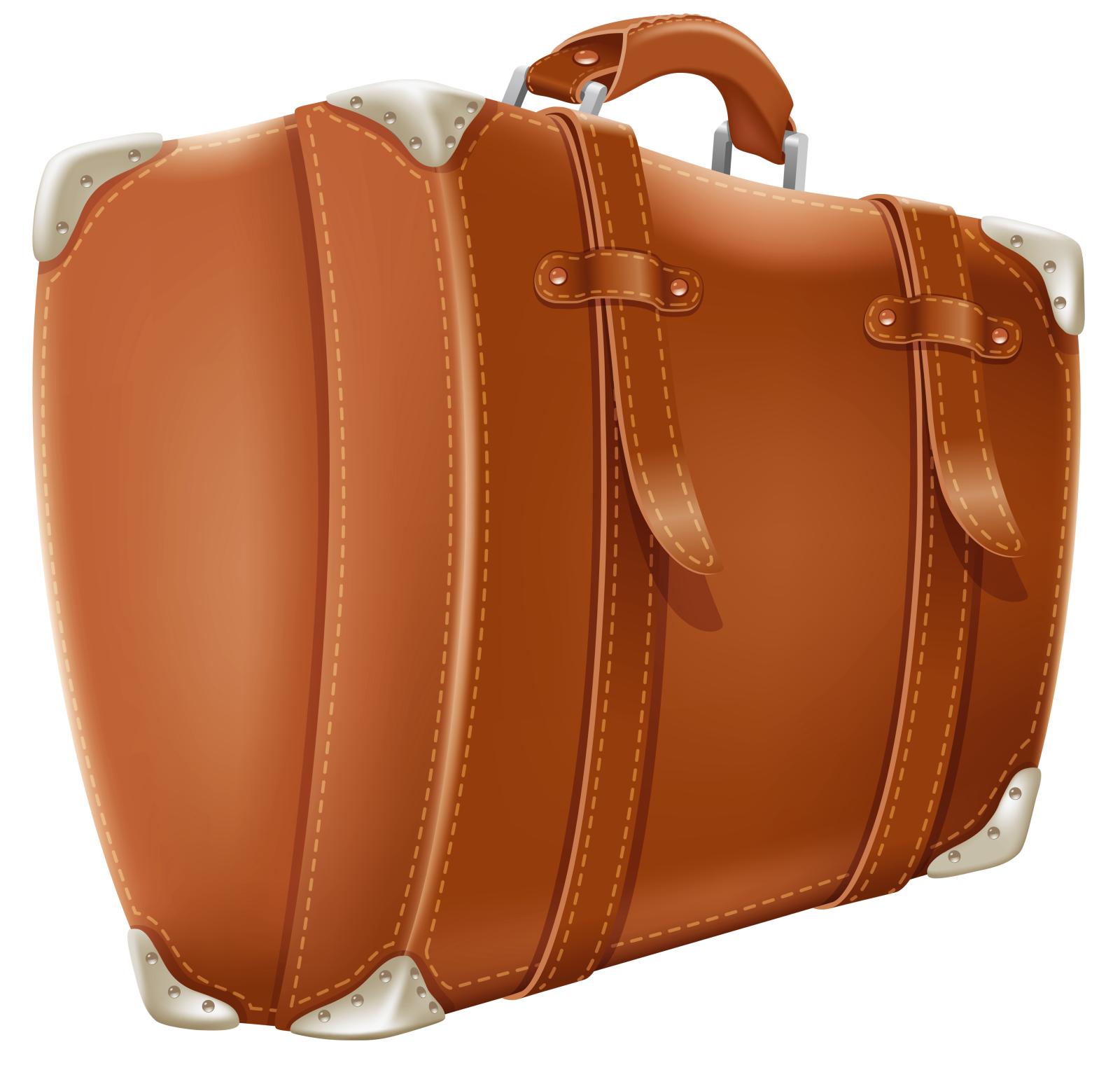 a brown suitcase on a white background