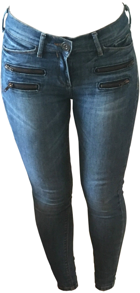 a pair of jeans with zippers