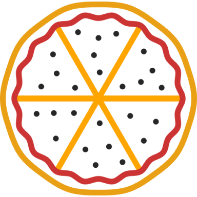 a slice of pizza with black dots on it