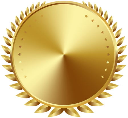 a gold medal with stars around it