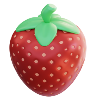 a red strawberry with a green leaf on top