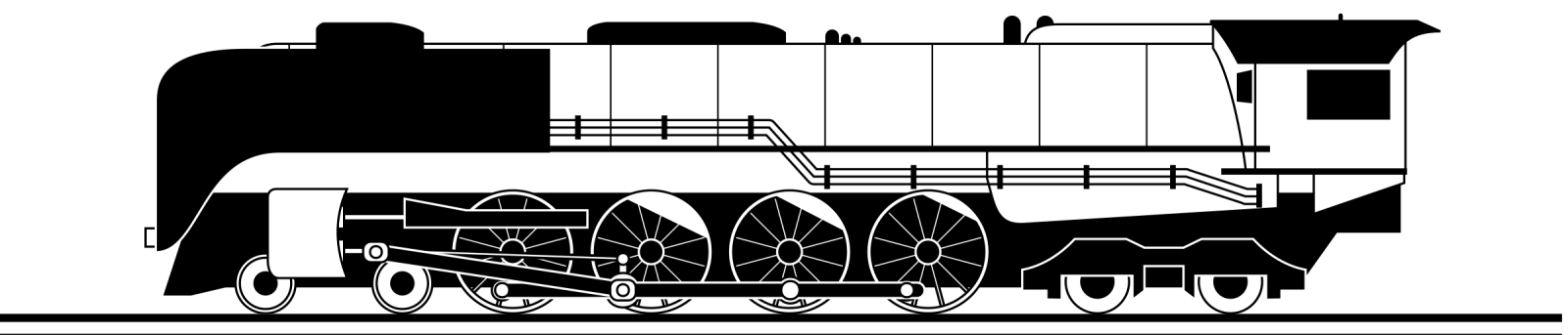 a black and white image of a train
