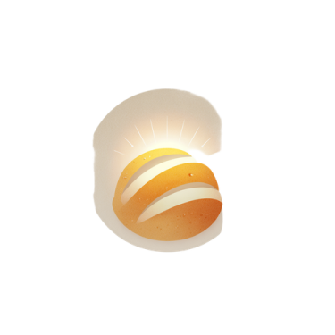 an orange and white object on a white surface