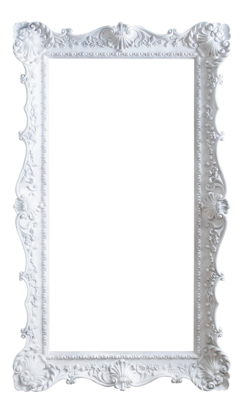 an ornate white frame with a decorative pattern on it