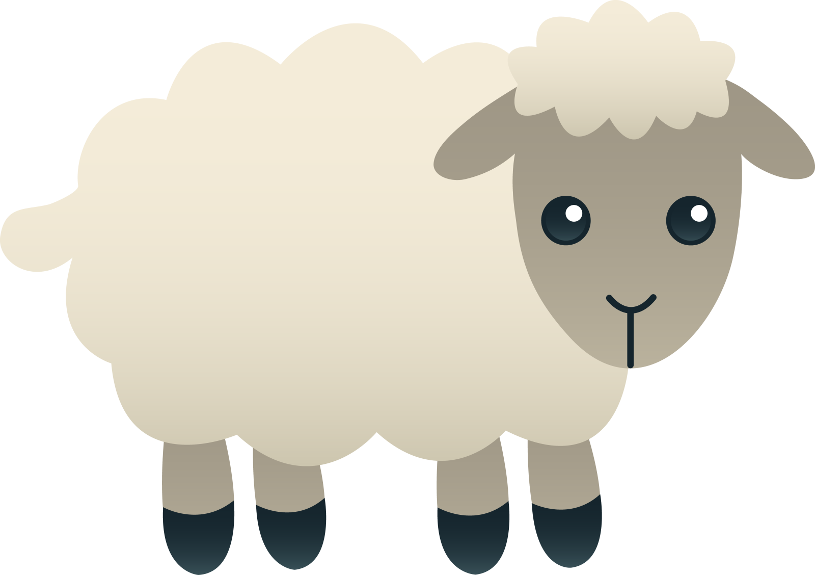 a sheep with black feet and a white face