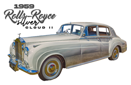 a white car with the words rolls royce club on it
