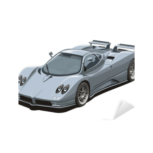 a blue sports car on white background