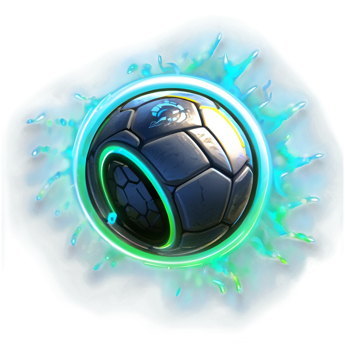 a soccer ball with blue and green lights on it