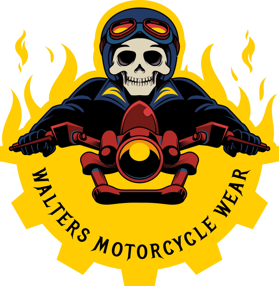 a skull on a motorcycle with flames around it