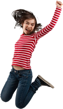 a young girl jumping in the air