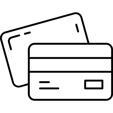 a black and white credit card icon