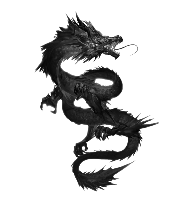 a black dragon on a white background
