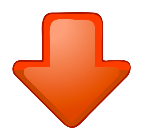 an orange arrow icon on a white background