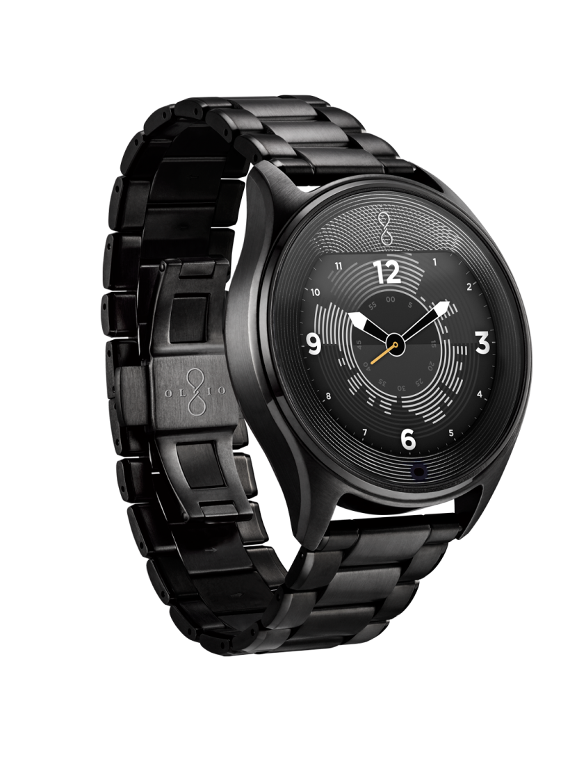 a black smart watch on a white background