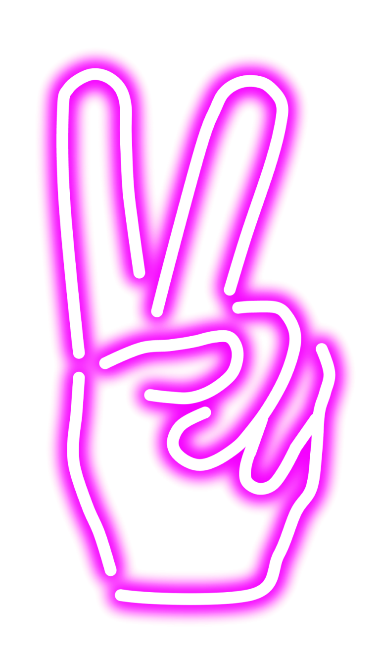 a purple peace sign on a white background