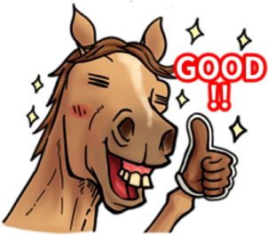 a cartoon horse with a thumbs up