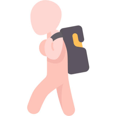 a person walking with a backpack