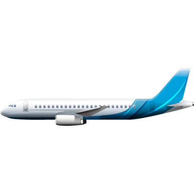 a blue and white airplane on a white background
