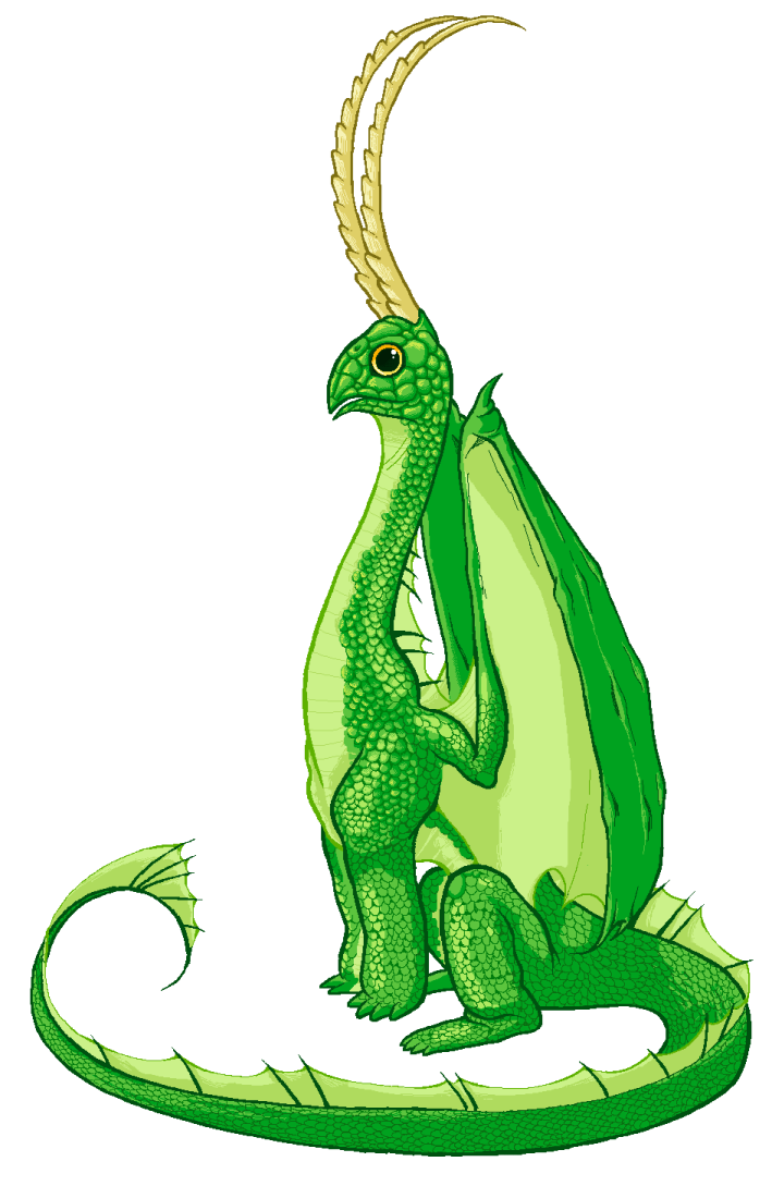 a green dragon sitting on its back