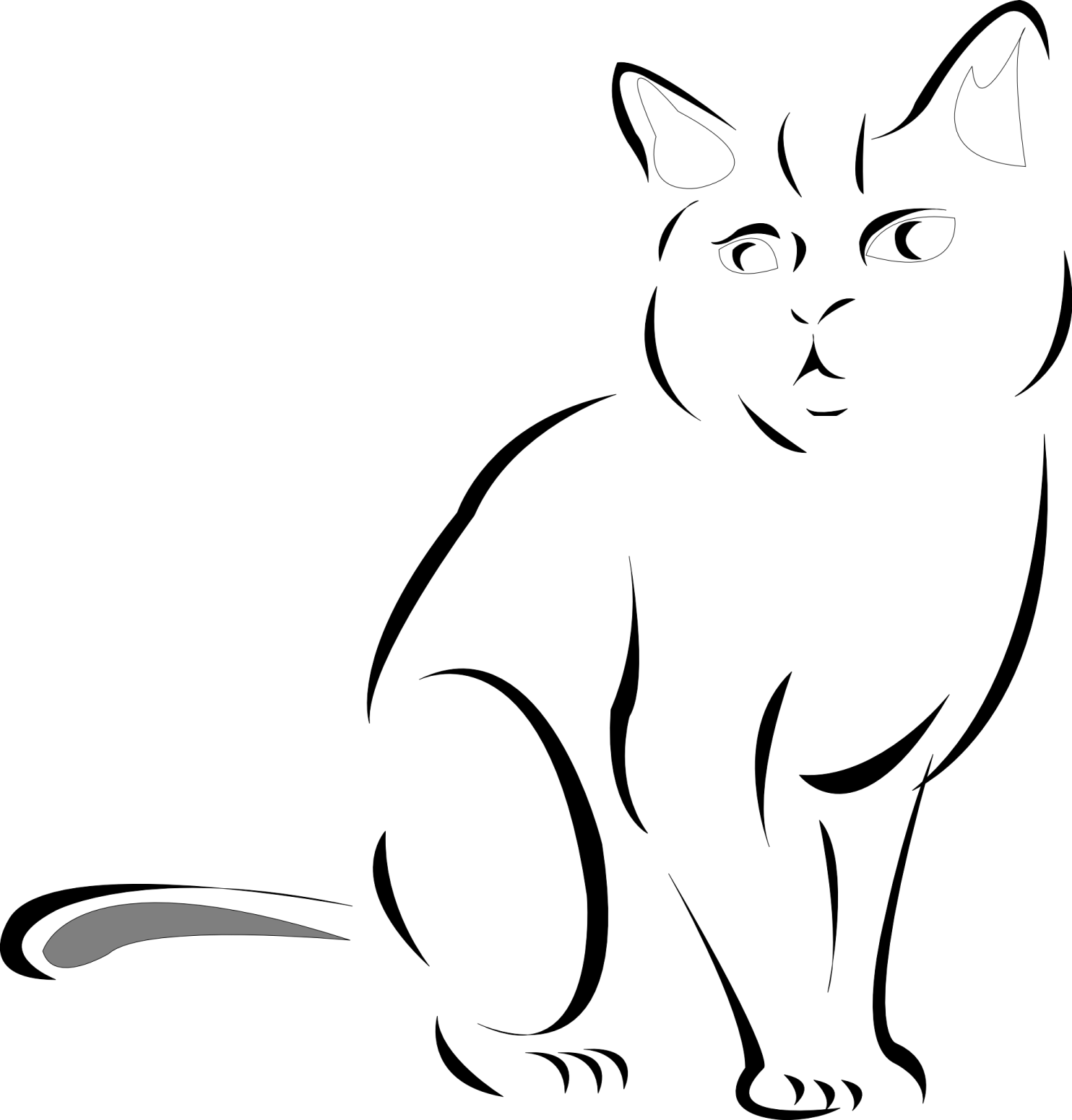 a black and white drawing of a cat