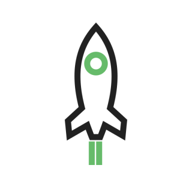a rocket icon on a white background