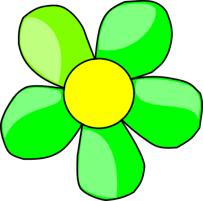 a green flower with yellow center