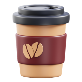 a coffee cup with a red and black lid