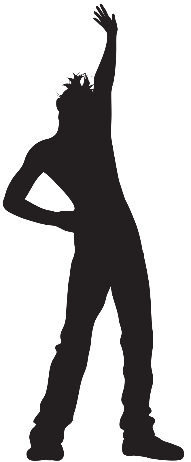 a silhouette of a man in black and white