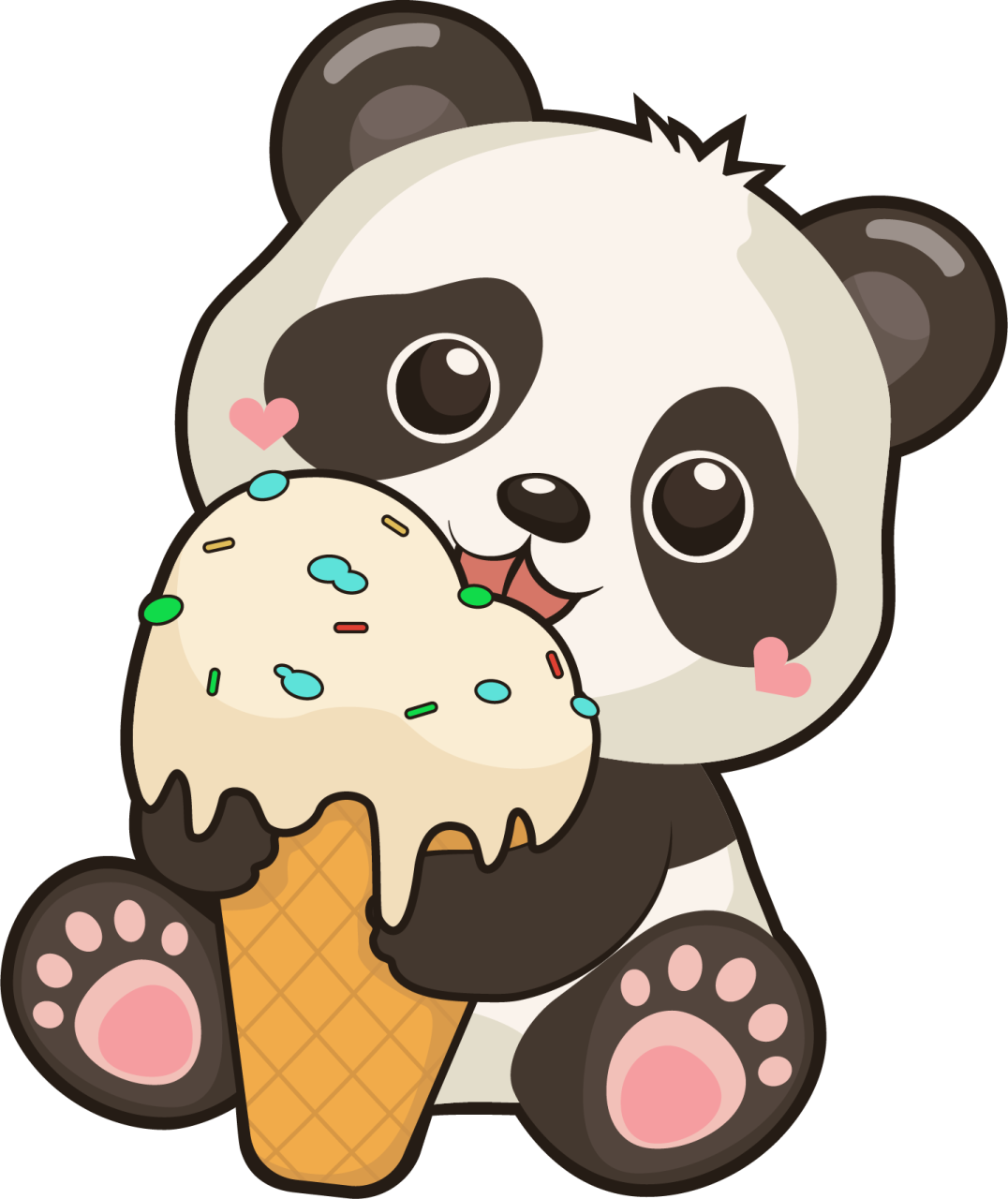a panda eating an ice cream