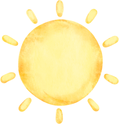 watercolor drawing of the sun on a white background