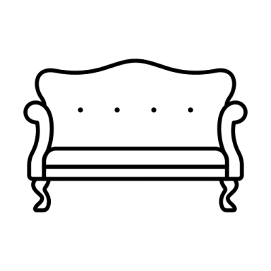 a line drawing of a couch