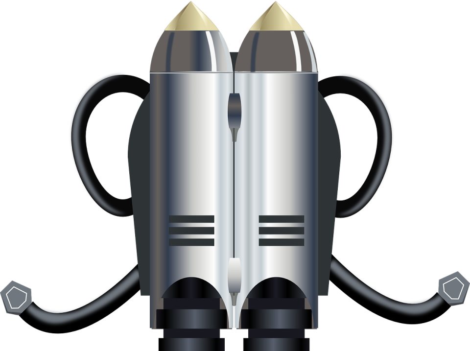 a rocket with two rockets on top of it