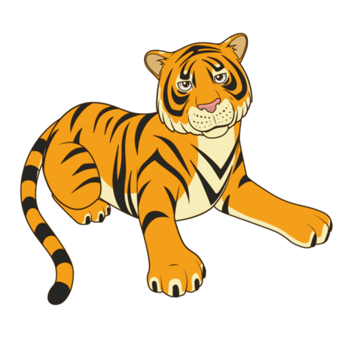 a cartoon tiger laying down