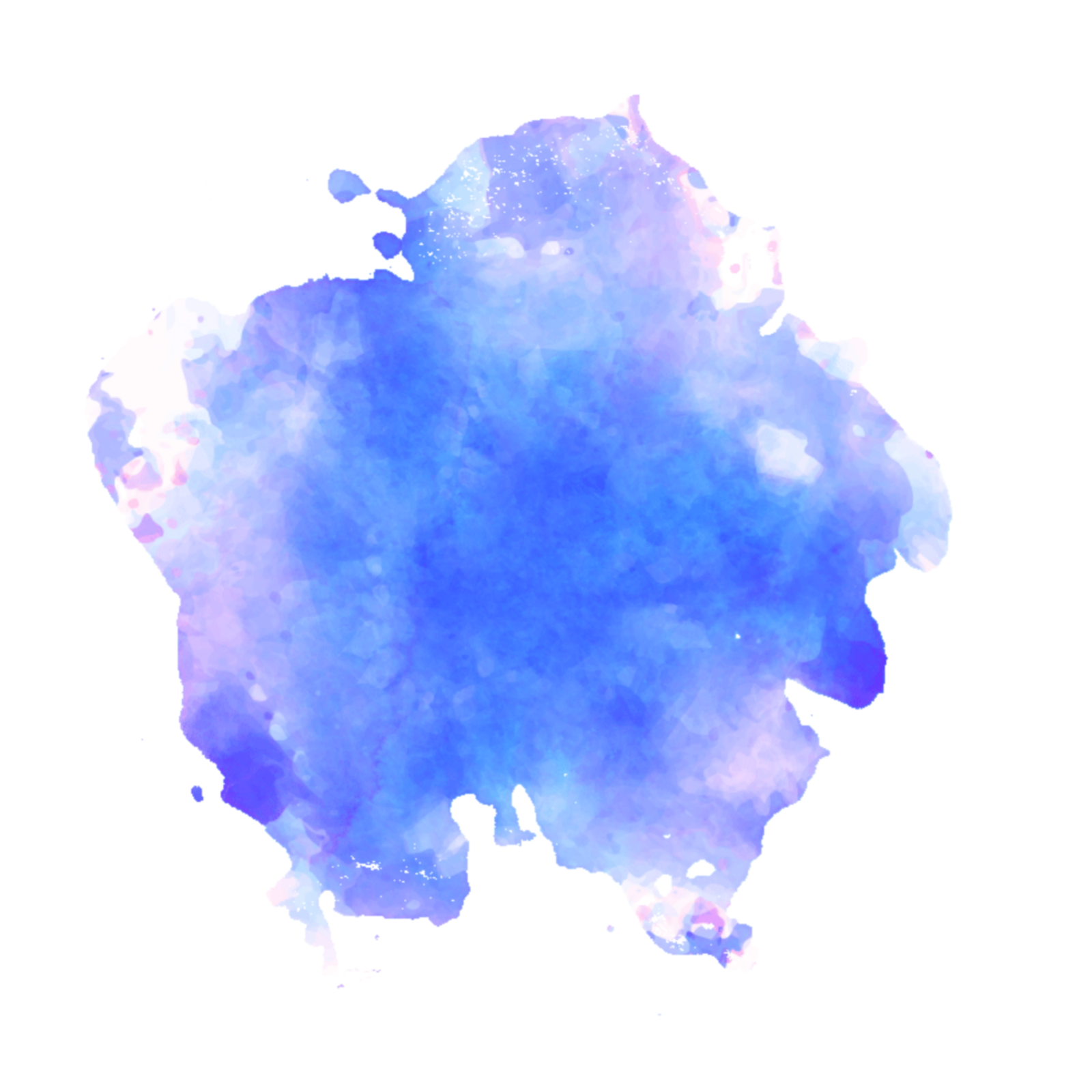 a blue watercolor stain on a white background