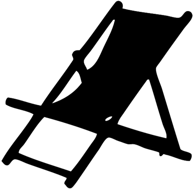 a black and white silhouette of a beach chair