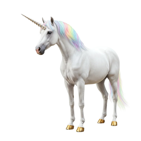 a white unicorn standing on its hinds