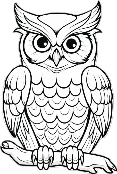 an owl sitting on a branch coloring page
