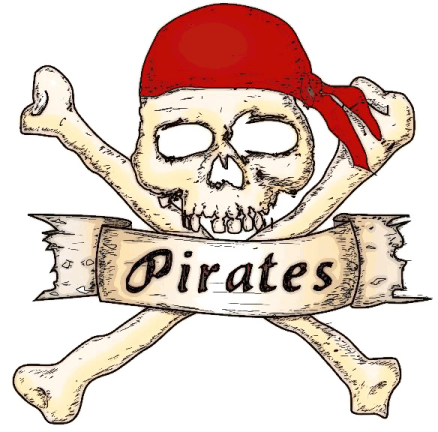 a pirate skull with a banda on it's head
